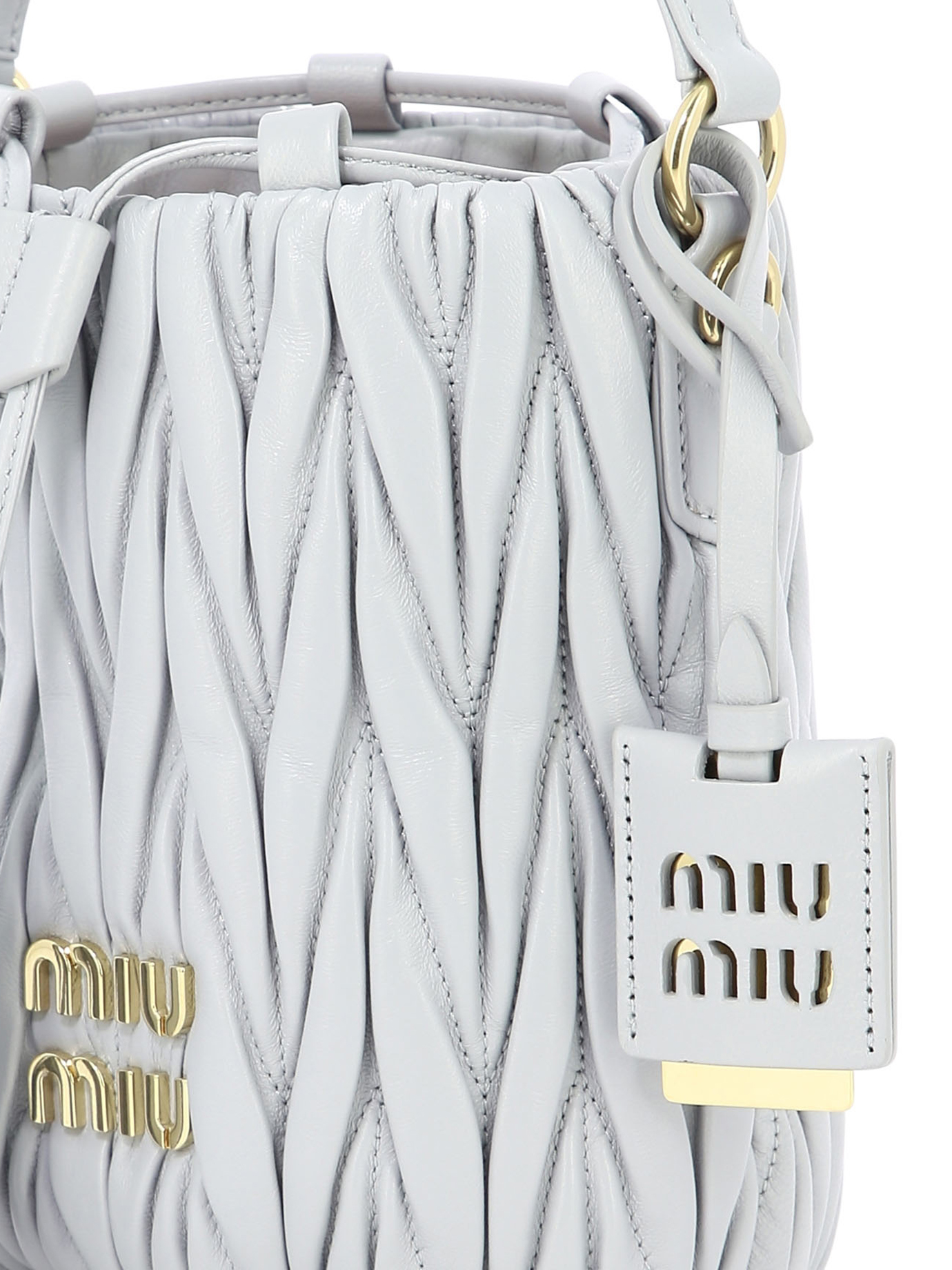 MIU MIU Matelassé nappa leather bucket bag